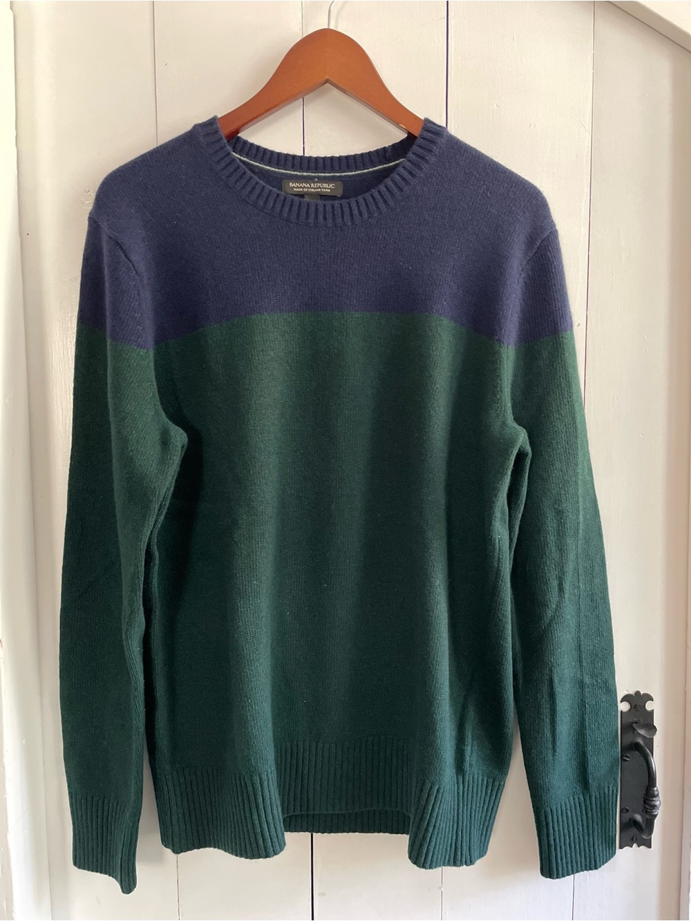 Banana Republic Men's Crewneck Colorblock Sweater Italian Merino Wool Size Large